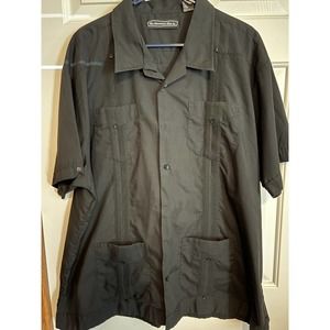 The Havanera Shirt‎ Co. Men's Black Short Sleeve Button Front Shirt Size XXL